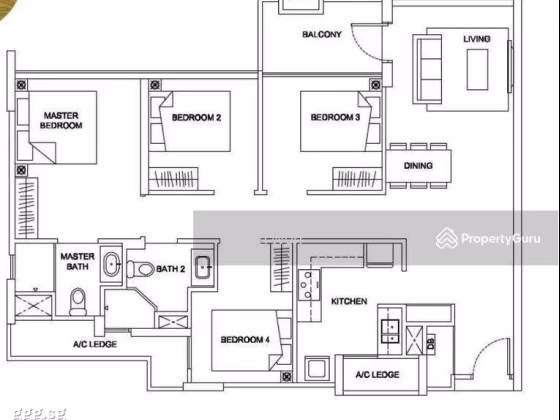 房屋出售 • 西部集水区 •  The Santorini • S$1688000 • 共管公寓 • 1152ft² / 107m² 照片