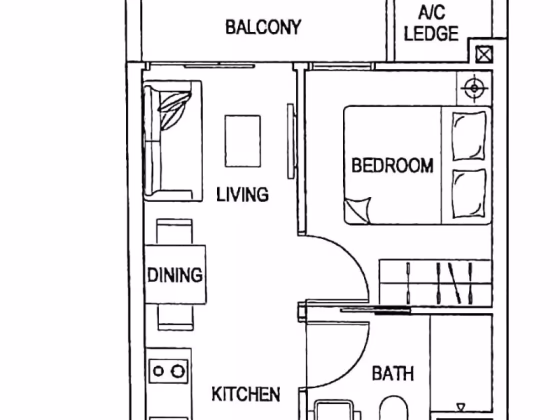 整套出租 • 欧南 •  Le Regal • S$2500 • 住宅公寓 • 365ft² / 33m² 照片