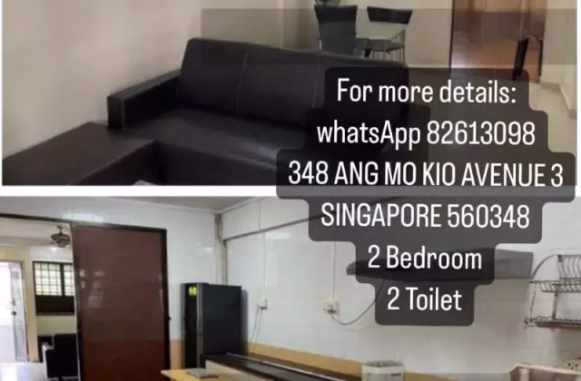 整套出租 • 乌节 • 348 Ang Mo Kio Avenue 3 • S$2800 • 3房(2臥室) • 732ft² / 68m²