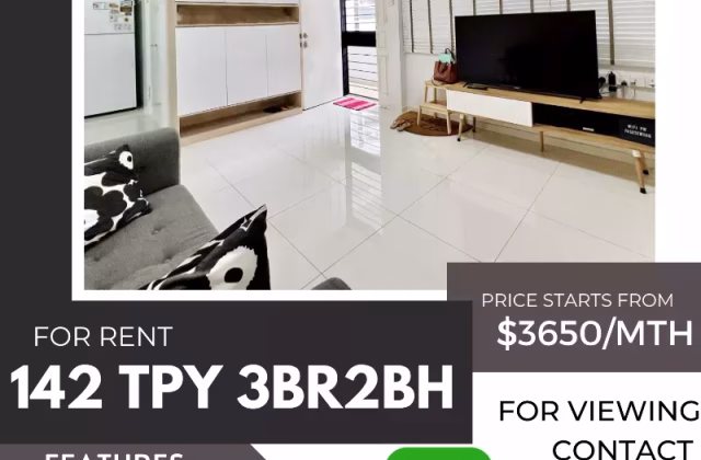 整套出租 • 马林百列 • 142 Lorong 2 Toa Payoh • S$3650 • 3房(2臥室) • 915ft² / 85m²