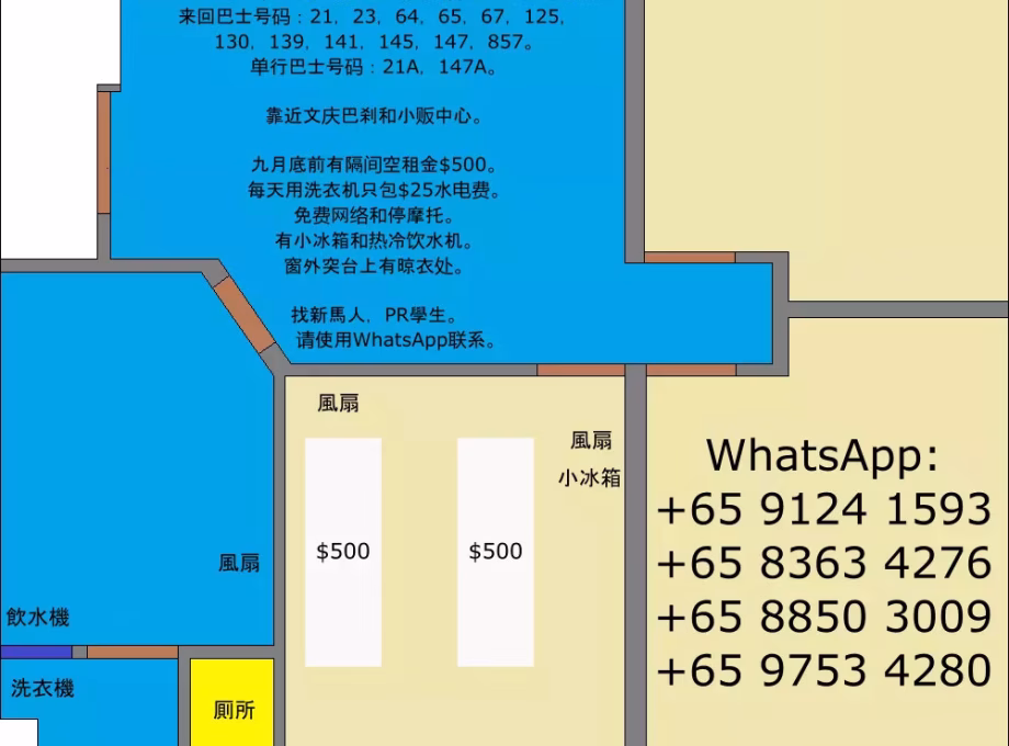 单间出租 • 博物馆 •  Wu De Building • S$500 • 住宅公寓 • 床位出租 照片