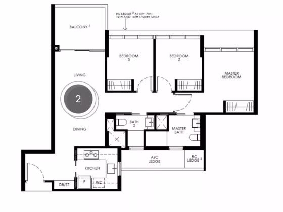 整套出租 • 新加坡河 •  Riverfront Residences • S$4800 • 住宅公寓 • 915ft² / 85m² 照片