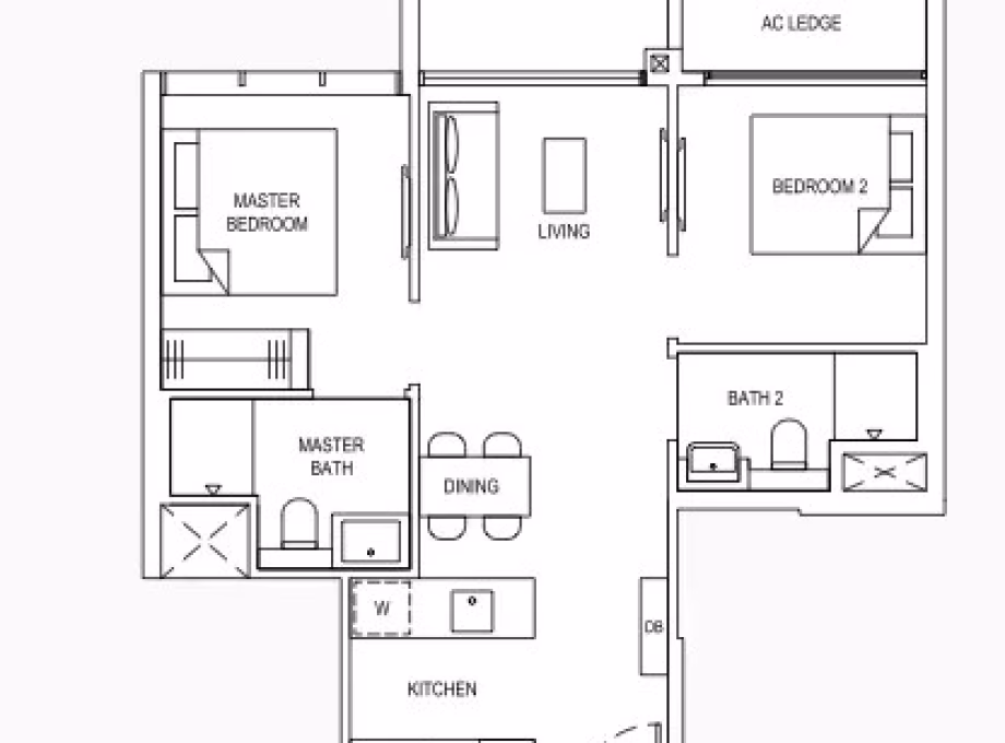 整套出租 • 新加坡河 •  The Florence Residences • S$3700 • 住宅公寓 • 667ft² / 61m² 照片