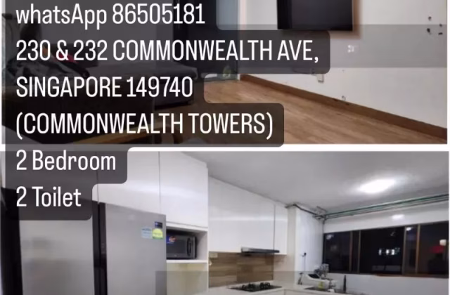 整套出租 • 蔡厝港 •  Commonwealth Towers • S$3000 • 2房(1臥室) • 689ft² / 64m²
