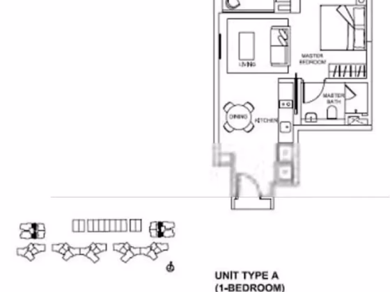 房屋出售 • 欧南 •  Waterbank At Dakota • S$3300 • 共管公寓 • 484ft² / 44m² 照片