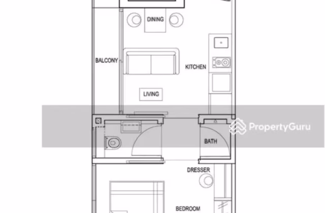 房屋出售 • 新加坡河 •  Park Residences Kovan • S$696000 • 住宅公寓 • 355ft² / 32m²