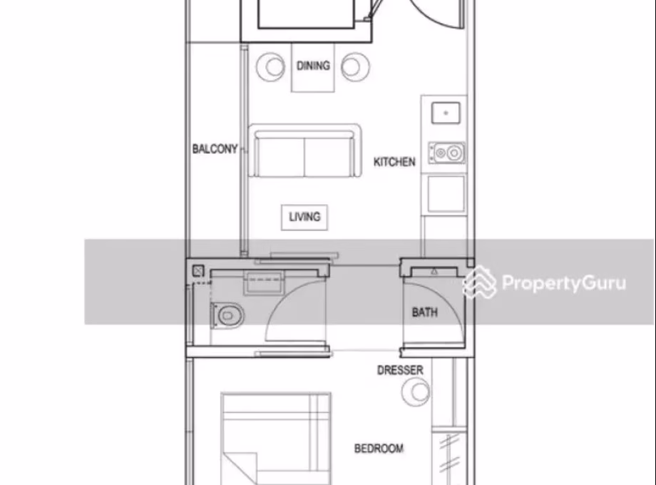 房屋出售 • 新加坡河 •  Park Residences Kovan • S$696000 • 住宅公寓 • 355ft² / 32m² 照片