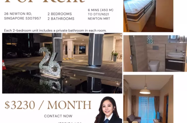 整套出租 • 纽顿 •  26 Newton • S$3230 • 共管公寓 • 520ft² / 48m²