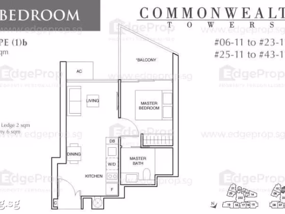 整套出租 • 蔡厝港 •  Commonwealth Towers • S$3050 • 共管公寓 • 474ft² / 44m² 照片