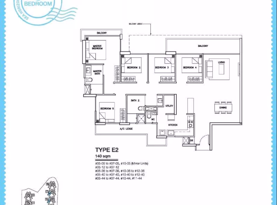 整套出租 • 宏茂桥 •  Sea Horizon • S$5000 • 共管公寓 • 1507ft² / 140m² 照片