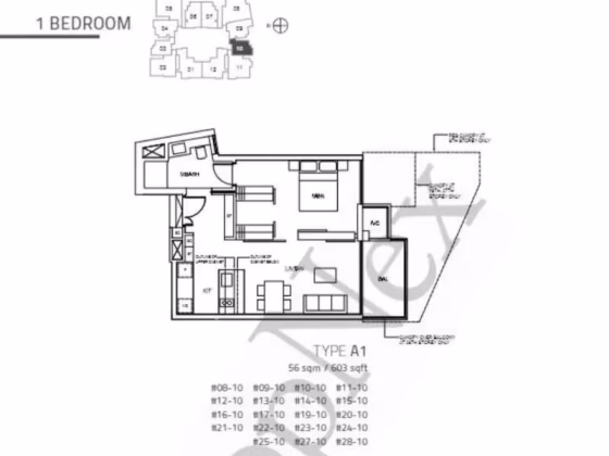 房屋出售 • 大巴窑 •  Cairnhill Nine • S$1700000 • 住宅公寓 • 603ft² / 56m² 照片