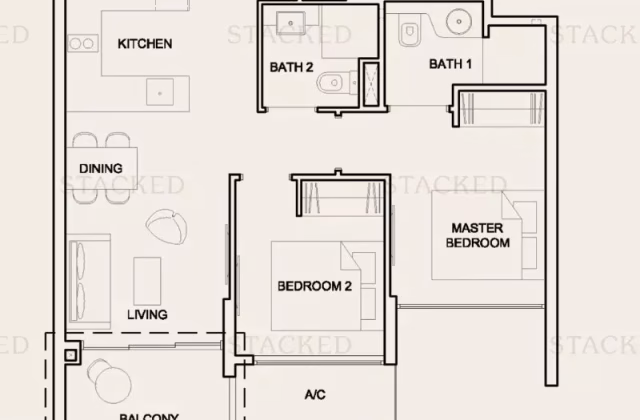 整套出租 • 碧山 •  High Park Residences • S$3400 • 住宅公寓 • 667ft² / 61m²