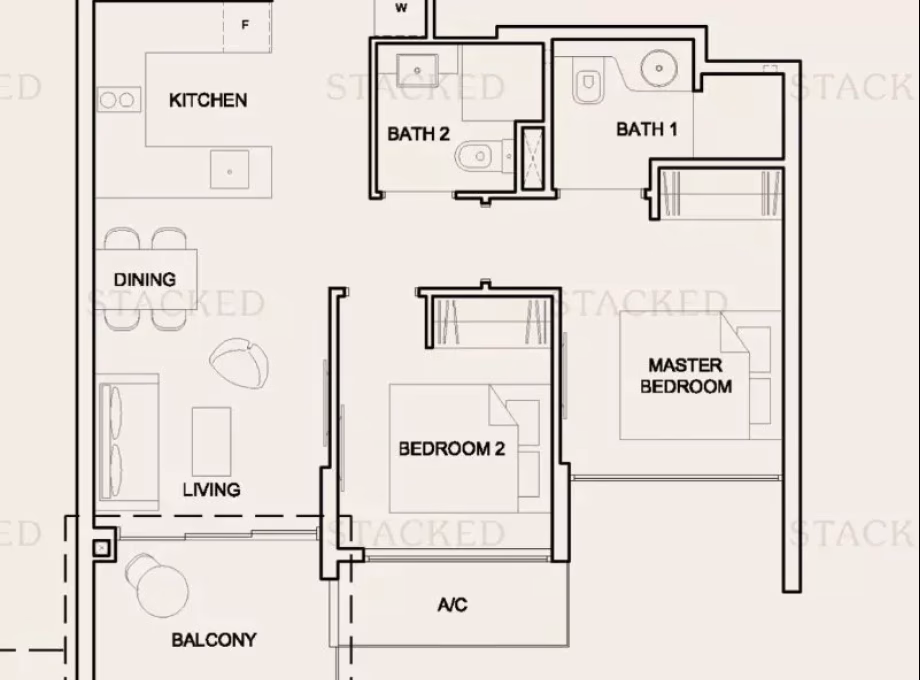 整套出租 • 碧山 •  High Park Residences • S$3400 • 住宅公寓 • 667ft² / 61m² 照片