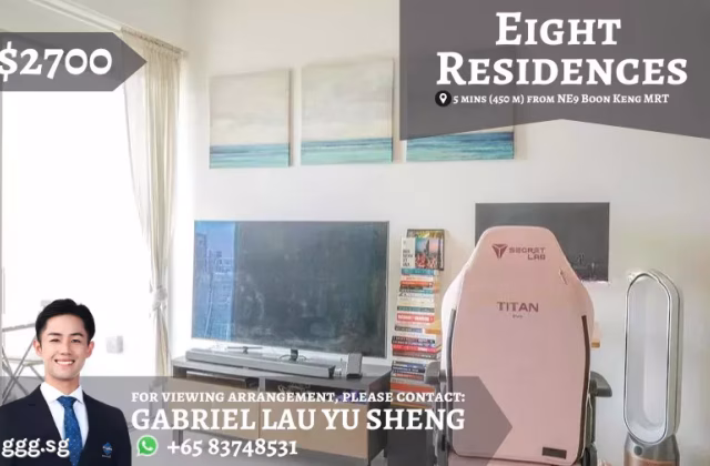 整套出租 • 博物馆 •  Eight Riversuites • S$2700 • 共管公寓 • 489ft² / 45m²