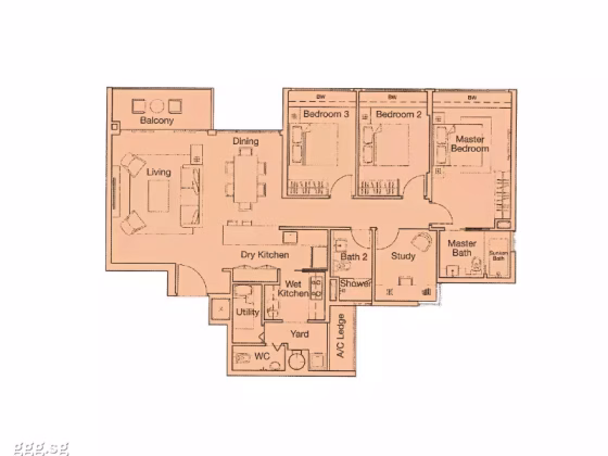整套出租 • 宏茂桥 •  Ferraria Park Condominium • S$4500 • 共管公寓 • 1356ft² / 125m² 照片