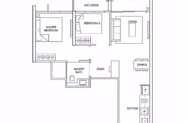 整套出租 • 西部集水区 •  The Alps Residences • S$3500 • 3房(2臥室) • 695ft² / 64m²