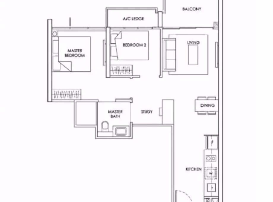 整套出租 • 西部集水区 •  The Alps Residences • S$3500 • 3房(2臥室) • 695ft² / 64m² 照片