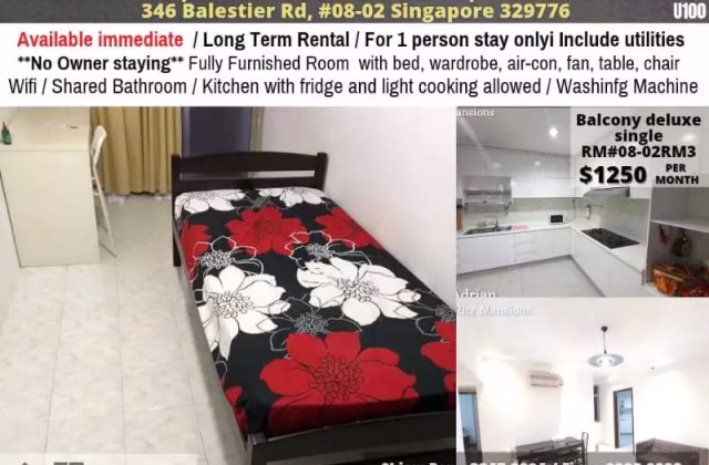 单间出租 • 纽顿 •  Ritz Mansion • S$1250 • 住宅公寓 • 普通房