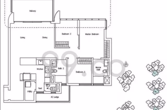 整套出租 • 林厝港 •  Lakeville • S$6200 • 共管公寓 • 1141ft² / 106m²