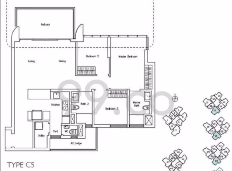整套出租 • 林厝港 •  Lakeville • S$6200 • 共管公寓 • 1141ft² / 106m² 照片
