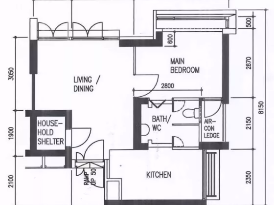 房屋出售 • 武吉班让 • 423 Clementi Avenue 1 • S$425000 • 2房(1臥室) • 527ft² / 48m² 照片