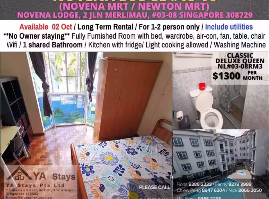 单间出租 • 纽顿 •  Novena Lodge • S$1300 • 共管公寓 • 普通房 照片