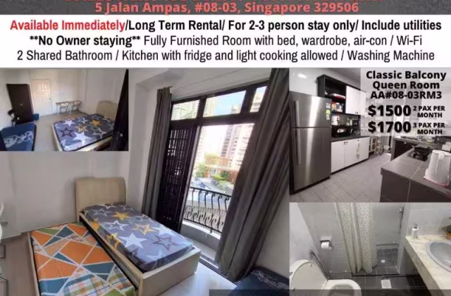 单间出租 • 纽顿 •  Ampas Apartments • S$1500 • 共管公寓 • 普通房