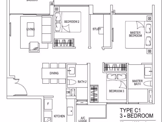 房屋出售 • 三巴旺 •  Bellewoods • S$1310000 • 住宅公寓 • 936ft² / 86m² 照片