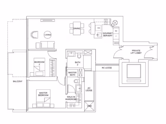 整套出租 • 淡滨尼 •  Marina One Residences • S$8000 • 住宅公寓 • 1130ft² / 104m² 照片