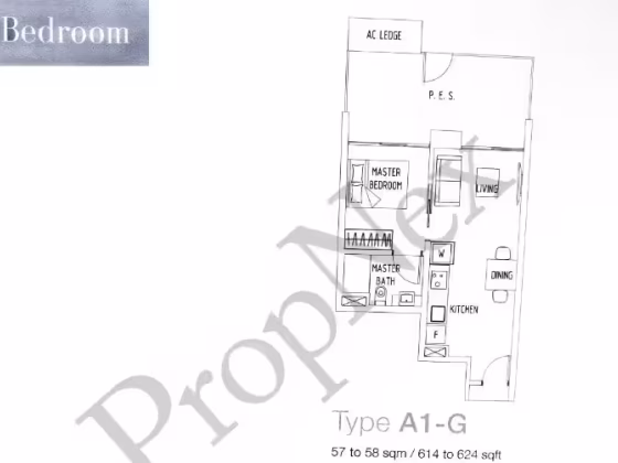 房屋出售 • 裕廊西 •  The Lakefront Residences • S$1050000 • 共管公寓 • 624ft² / 57m² 照片