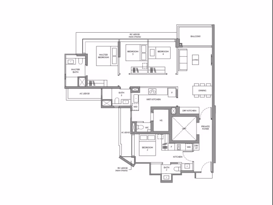 房屋出售 • 裕廊东 •  The Lakegarden Residences • S$2700000 • 共管公寓 • 1238ft² / 115m² 照片
