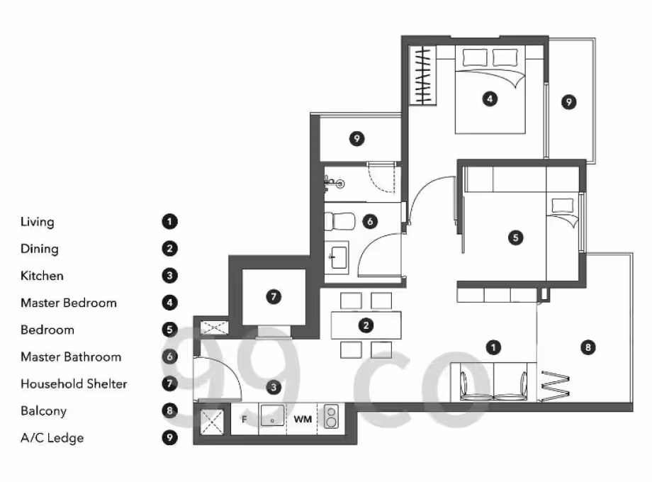 房屋出售 • 纽顿 •  Okio • S$990000 • 住宅公寓 • 592ft² / 54m² 照片